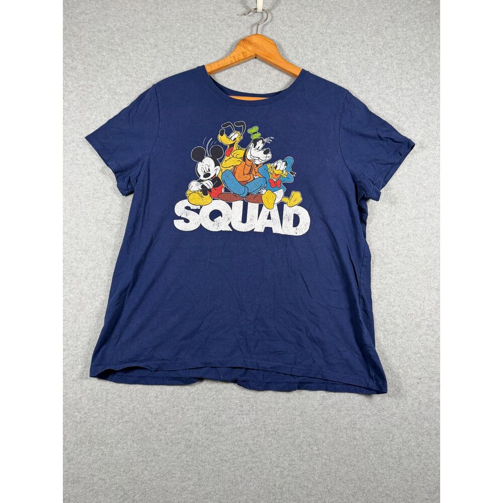 Disney Women's XL Navy Mickey Goofy Donald Pluto Squad Graphic T Shirt 0716